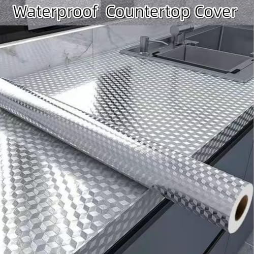 Soqool Oil Proof Kitchen Wallpaper Peel and Stick Backsplash Sticker Self Adhesive Contact Paper for Drawer Cabinet Shelf Liner, Waterproof Table/Countertop Cover 15.7" W x 393.7" L