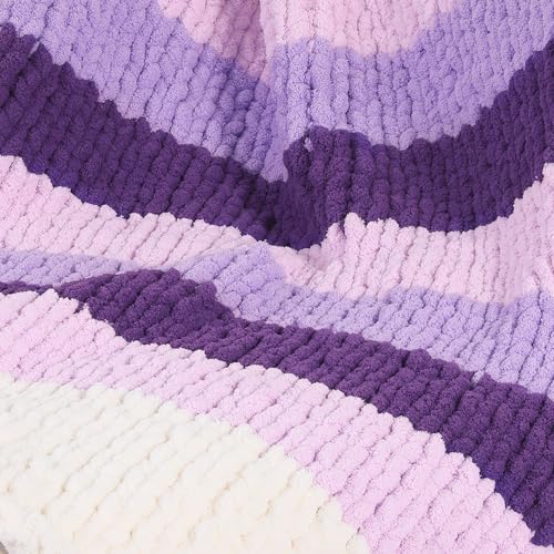 MABOZOO Assorted Chunky Yarn for Hand Knitting 8 Pack, Fluffy Jumbo Chenille Yarn, Soft Plush Yarn Bulky, Giant Thick Fuzzy Yarn for Arm Knitting,Purple Multi (31.7 yds,8 oz Each Skein)