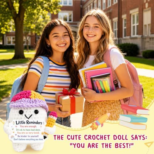 Positive Crochet Little Reminders Doll Keychain Back to School Supplies