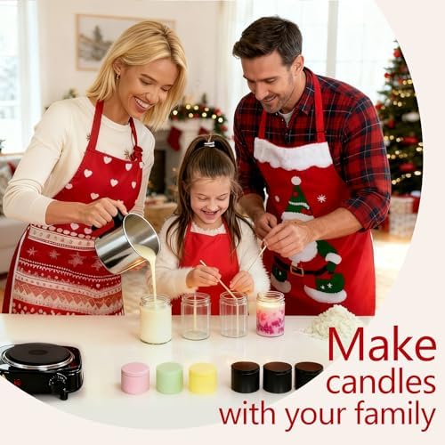 Candle Making Kit for Adults with Hot Plate, Complete Homemade Candles Kit | Natural Soy Wax & Complete Set, Beginner Friendly Handmade Candles with Rich Scent, Gift Boxes, Colorful Tins