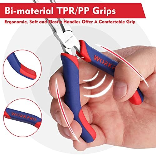 WORKPRO 6" Needle Nose Pliers (Smooth Jaw), Mini Long Nose Pliers with Comfort Grip Handles, Jewelry Pliers for Wire Wrapping, Crafts, Jewelry Making Supplies, 6" 1PC