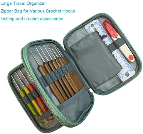 New Crochet Hook Case Without Hooks and Accessories, Zipper Storage Organizer Bag with Web Pockets for Various Crochet Needles/Knitting Accessories/Crochet Hook Kit Tools, Lightweight, Easy to Hold