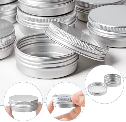 TUZAZO 12Pack Aluminum Tins, 1 Oz Metal Container with Lids and Labels