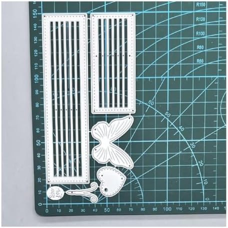 Scrapbooking Die-Cuts for Card Making, Christmas Metal Cutting Dies, Paper Craft Punch Template, Background Embossing Stencils, DIY Album Décor (Striped Border Butterfly Heart- 15x7.4cm)
