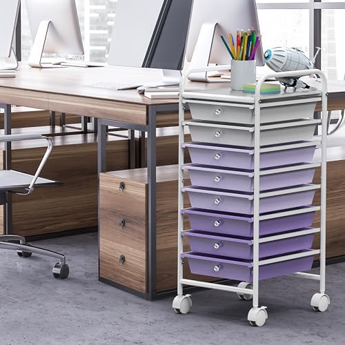 Simple Houseware 8 Drawers Rolling Utility Cart Art Craft Storage, Purple
