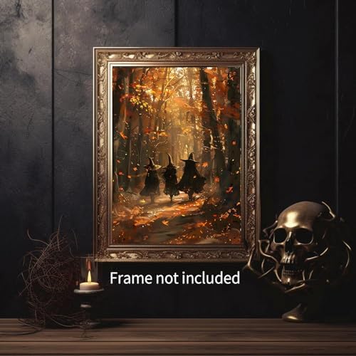 AIBOERL Paint by Numbers Kit for Adults Beginner,Fall Witch, 12X16In