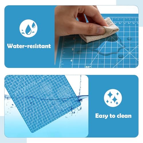 A4 Cutting Mat,Small Self Healing Sewing Mat 12in x 9in Rotary Cutting Mat Double Sided Thickened Craft Cutting Board for Hobby Fabric Precision Sewing Modeling Quilting Projects,Blue