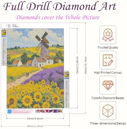 Sunflowers Windmill 5D Diamond Art Kit for Adults Full Drill Canvas