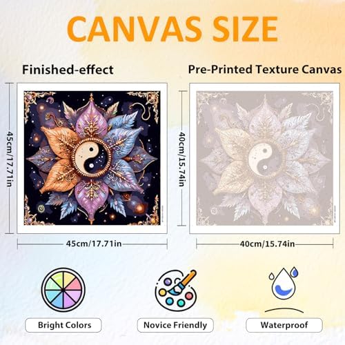 CRZMODE YinYan Paint by Numbers Kit for Adults,YinYan Paint by Numbers for Adults, Acrylic Painting Crafts for Home Decor Gift (16x16inch)