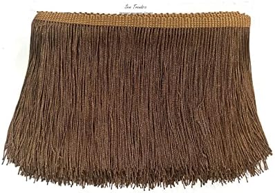 5 Yards of 4" Long Chainette Fringe Thread Yarn Tassel Trim Braid Fringe for Crafts Sewing and Decor-Rustic Brown