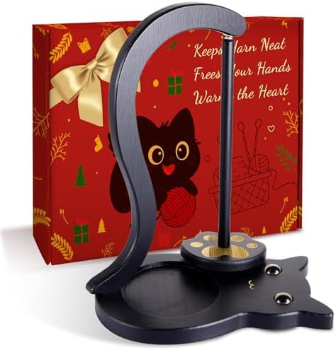 FOGWOWO Black Cat Yarn Holder for Crocheting,Yarn Spinner,Crochet Gifts