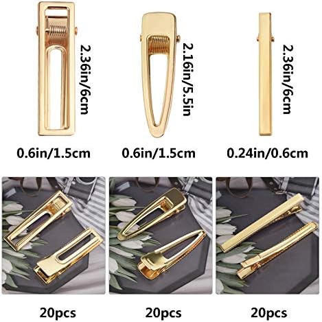 60PCS Hair Clips for Silicone Resin Molds, DIY Hair Bow Clips Pearl Hairpin Hair Accessories for Girls and Women (Golden)