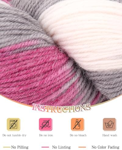 Katech 3 Pack Wool Yarn for Crocheting-Sock Yarn for Knitting-Magenta
