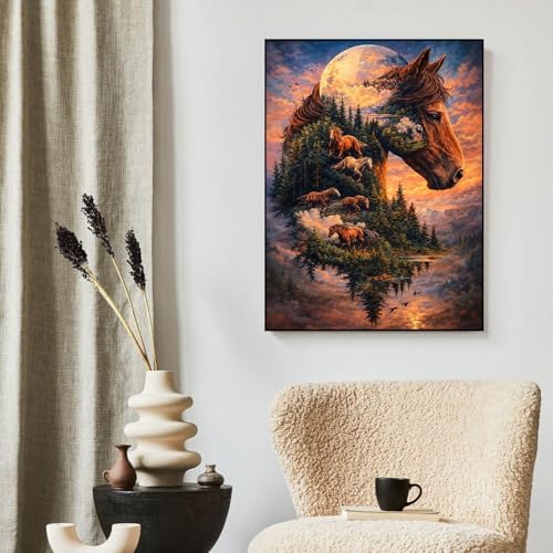 ijbnhd 5D Horse Diamond Art Kits for Adults 12 X 16Inch