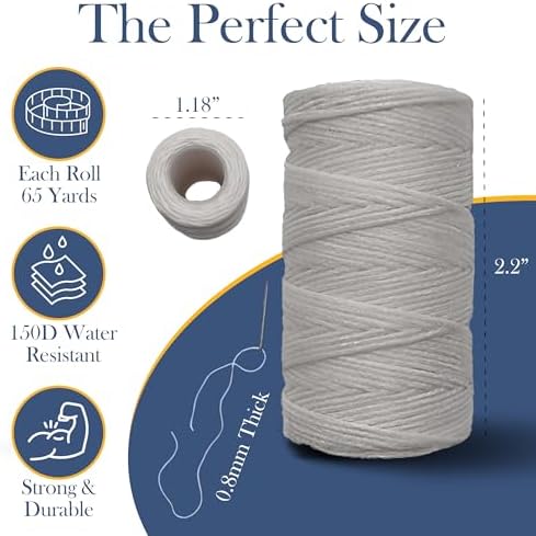 Waxed Thread 3X Wax Thread, 65 Yardx0.8mm Wax String, 150D Waxed Leather String in Black, Brown and White Perfect Dream Catcher Supplies