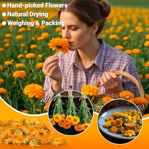 Sukh 3oz Dried Calendula Flowers Bulk - Natural Marigold for Soap Making