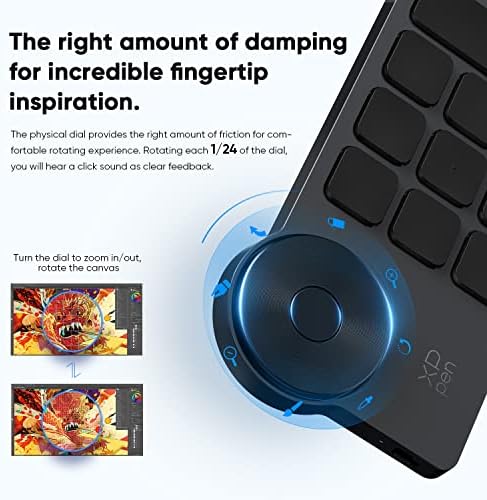 XPPen Mini Keydial ACK05 Wireless Shortcut Keyboard Bluetooth Programmable Express Remote Control with Dial & Customized Express Keys for Drawing Tablet PC MacBook Windows Images Video Editing