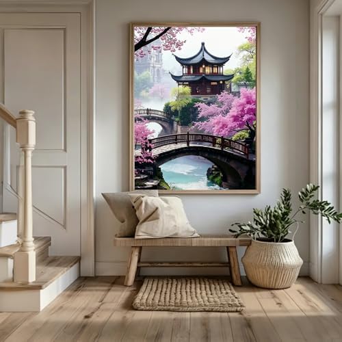 PHANTASYART Cherry Blossom Diamond Art Kits for Adults12x16in