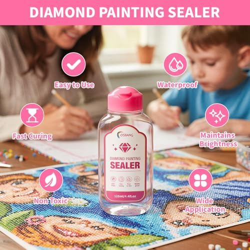 OSBNAG Diamond Painting Sealer, Permanent Hold & Shine Effect, Helps Retain Sparkle, Also Works for Jigsaw Puzzles (375mL / 13.2 fl oz, 125mL ×3), Clear