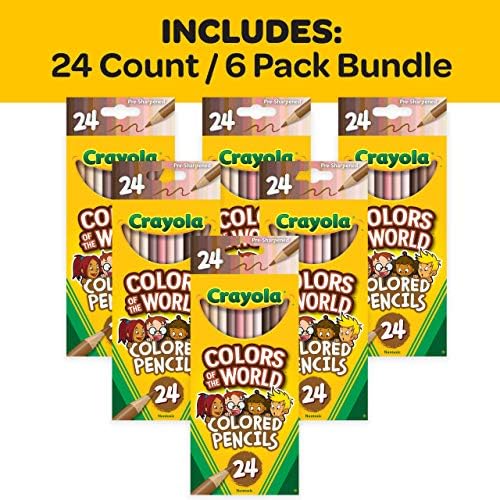 Crayola Colors of the World Bulk Colored Pencil Set - 6 Packs (24ct), Teacher Classroom Must Haves, Skin Tone Colored Pencils for Kids