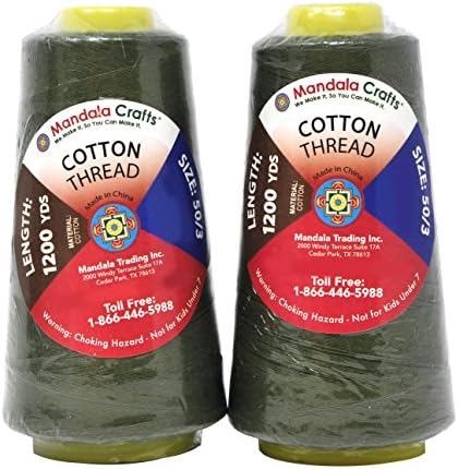 Mandala Crafts Olive Green Mercerized Cotton Thread for Sewing Quilting