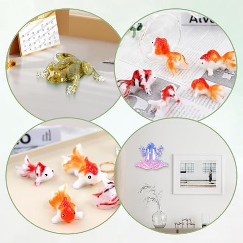 2 Pack Animal Silicone Molds, Frog Resin Molds with Realistic Shapes (Frog＆Koi Fish)