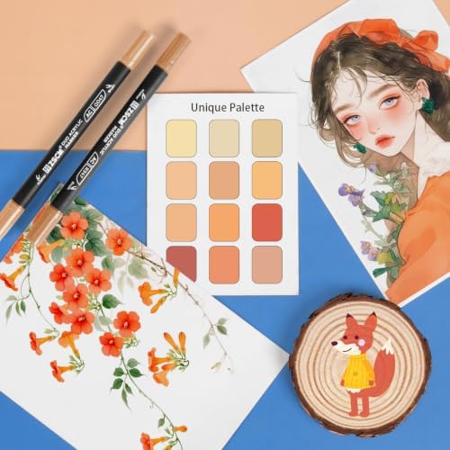 ZSCM 12 Orange Acrylic Paint Markers, Dual Fine & Brush Tip Acrylic Pens