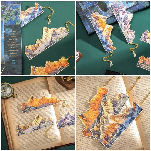 Vintage Bookmarks for Reading, 4 Pieces Sunshine Snow Mountain Book Marks, Gifts for Book Lovers, Bookmark for Women, Men, Teachers, Childern, Book Tracker Bookmarks Book Supplies