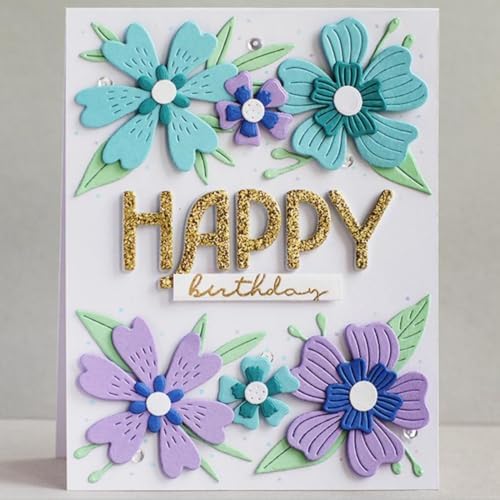 Scrapbooking Die-Cuts, Layer Frame Net Set Metal Cutting Dies for Card Making, Paper Craft Template, Background Embossing Stencils, DIY Album Décor (Flower Set B-11.8x10.3cm)