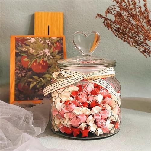 1080 Sheets Origami Star Paper 4 Red Color Strips Double Sided Lucky Star Decoration Folding Paper for DIY Hand Art Crafts Teaching Supplies (Red-1080 sheets)