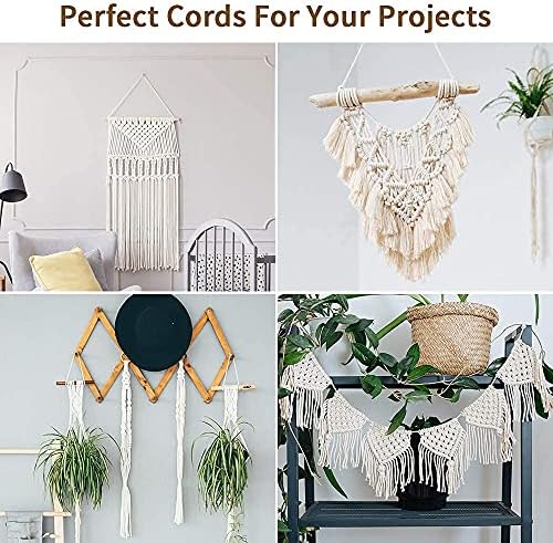 Macrame Cord 4mm x 380Yards (1140Feet), Natural Cotton Macrame Rope - 4 Strands Twisted Macrame Cotton Cord for Wall Hanging, Plant Hangers, Crafts, Gift Wrapping and Wedding Decorations, Bluish Green