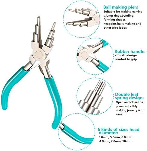 Mudder 2 Pcs Jewelry Making Tool 6 in 1 Bail Making Plier, Blue and Green