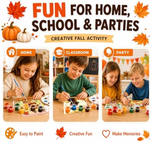 Louise Maelys 12 Pack 5x7 Inch Fall Pre Drawn Canvas to Paint for Kids Art