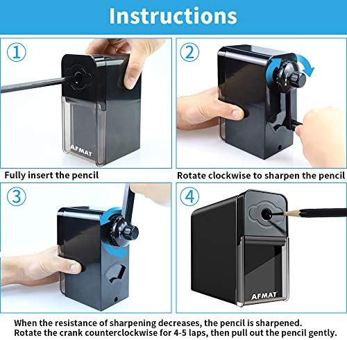 AFMAT Long Point Pencil Sharpener, 8-20mm Long Pencil Nibs, Self-Feed & Adjustable Pencil Sharpness, Artist Pencil Sharpener Manual for φ6-8.2mm Charcoal/Art/Drawing/Sketching/Colored Pencils PS10
