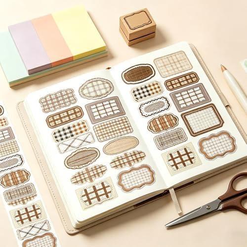 Label Collection Washi Tape Die-Cut Frame Tag Stickers Wide Washitape Vintage Washi Tape for Journaling Scrapbooking Supplies Aesthetic Tapes Scrapbook Washitape Planner Decorative Tapes for Crafts