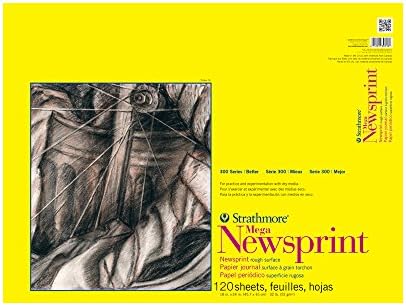 Strathmore 300 Series Tape Bound Newsprint Pad, 32 lb. Rough Paper, 24 X 36 inches, 50 Sheets (307-824)