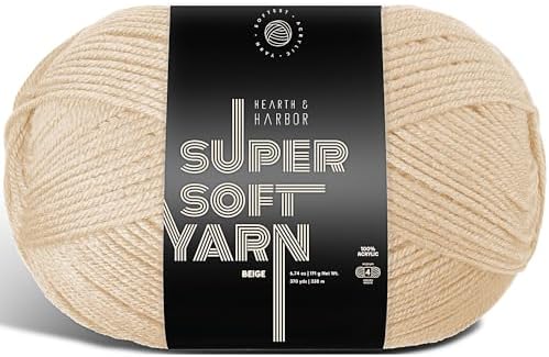 Acrylic Yarn for Crocheting & Knitting – Soft Crochet Yarn for Crocheting, 370 Yards, Perfect for Crafts & Amigurumi, Medium Worsted Weight 4, Beige