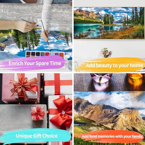 YALKIN Paint by Number for Adult Kits, DIY Landscape Lake Oil Acrylic Painting Kits for Adults Beginners on Canvas for Home Wall Decor Gifts 40x90CM/15.8x35.4in (No Frame)