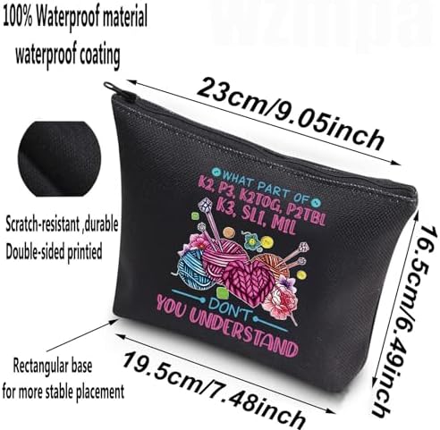 WZMPA Funny Knitting Cosmetic Bag Yarn Collector Gift What Part Don't You Understand Makeup Zipper Pouch Bag Knitter Merchandise (Don't Understan BL)