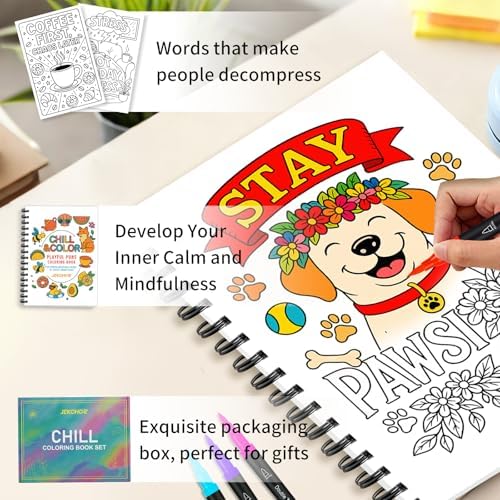 Chill-Sweet Puns Coloring Books for Adults with 30 Pattern and 36 Markers