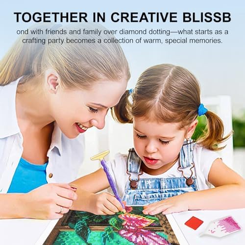 Diamond Painting Pen Kit - 7 Metal Tip Diamond Art Tools, 5D Diamond Painting Accessories for Adults Beginners, Resin Pen with Straight/Bent/Flat/Roller Nibs, Tray & Clay