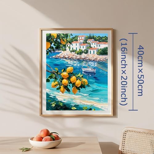 AuraDraw Lemon Paint by Number Kit for Adults, Lemon Tree Paint by Numbers for Adults, DIY Oil Painting Kits on Canvas for Home Decor (16x20inch)