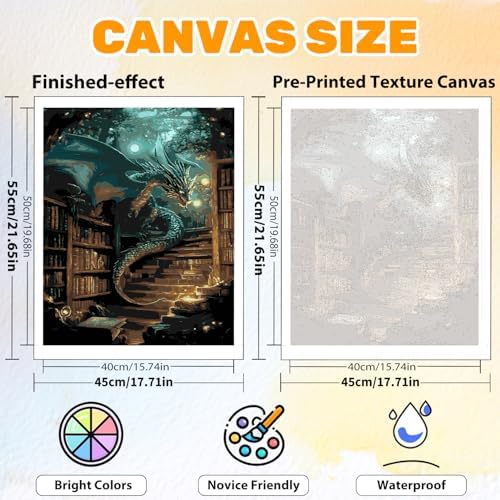 CRZMODE Dragon Paint by Numbers Kit for Adults, Dragon Paint by Numbers for Adults, Acrylic Painting Crafts for Home Decor Gift (16x20inch)