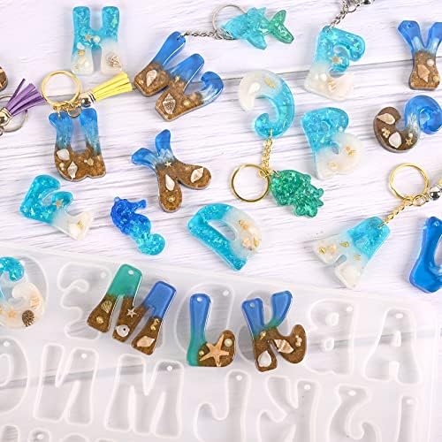 Alphabet Keychain Molds with Hole, Resin Letter Number Molds