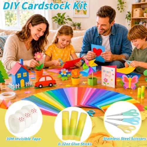 Oleitodh 300 Pcs 8.5" x 11" Colored Cardstock, 50 Assorted Colors