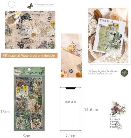 309 Pcs/24 Sheets Stickers for Scrapbooking,Scrapbook Flower Stickers for Scrapbooking Art Journal Bullet Journal Accessories