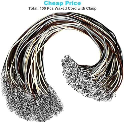 100 Pcs Leather Necklace Cord with Clasps, Rope Necklace String, 5 Colors Necklace Cords for Pendants, 19.7" Premium Necklace Chains for Jewelry Making Supplies, 2mm Waxed Necklace Bracelet Cord DHOOZ