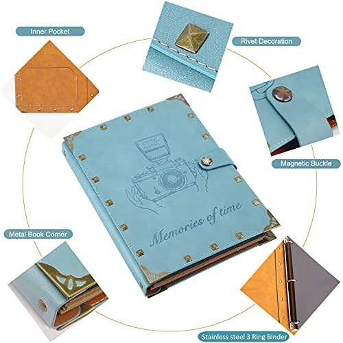ZEEYUAN Leather Scrapbook Album 60 Pages Love Memory Photo Book Album 8.5x11 inch, Scrapbooking Supplies Kits for Couples Anniversary Vintage Travelling Scrapbook Family Scrap Book