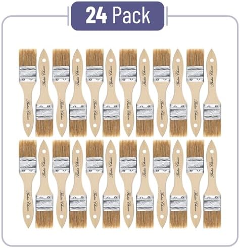 Bates- Chip Paint Brushes for Painting, 1.5 Inch, 24 Pack, Wood Handle, Natural Bristle Paint Brush