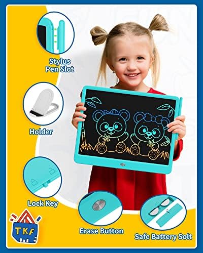TEKFUN 15" LCD Writing Tablet for Kids, Large Drawing Pad for Boys & Girls, Screen-Free Way to Keep Kids Busy, Reusable Doodle Board for Learning & Travel, Great Christmas Gift Idea(15in Blue)